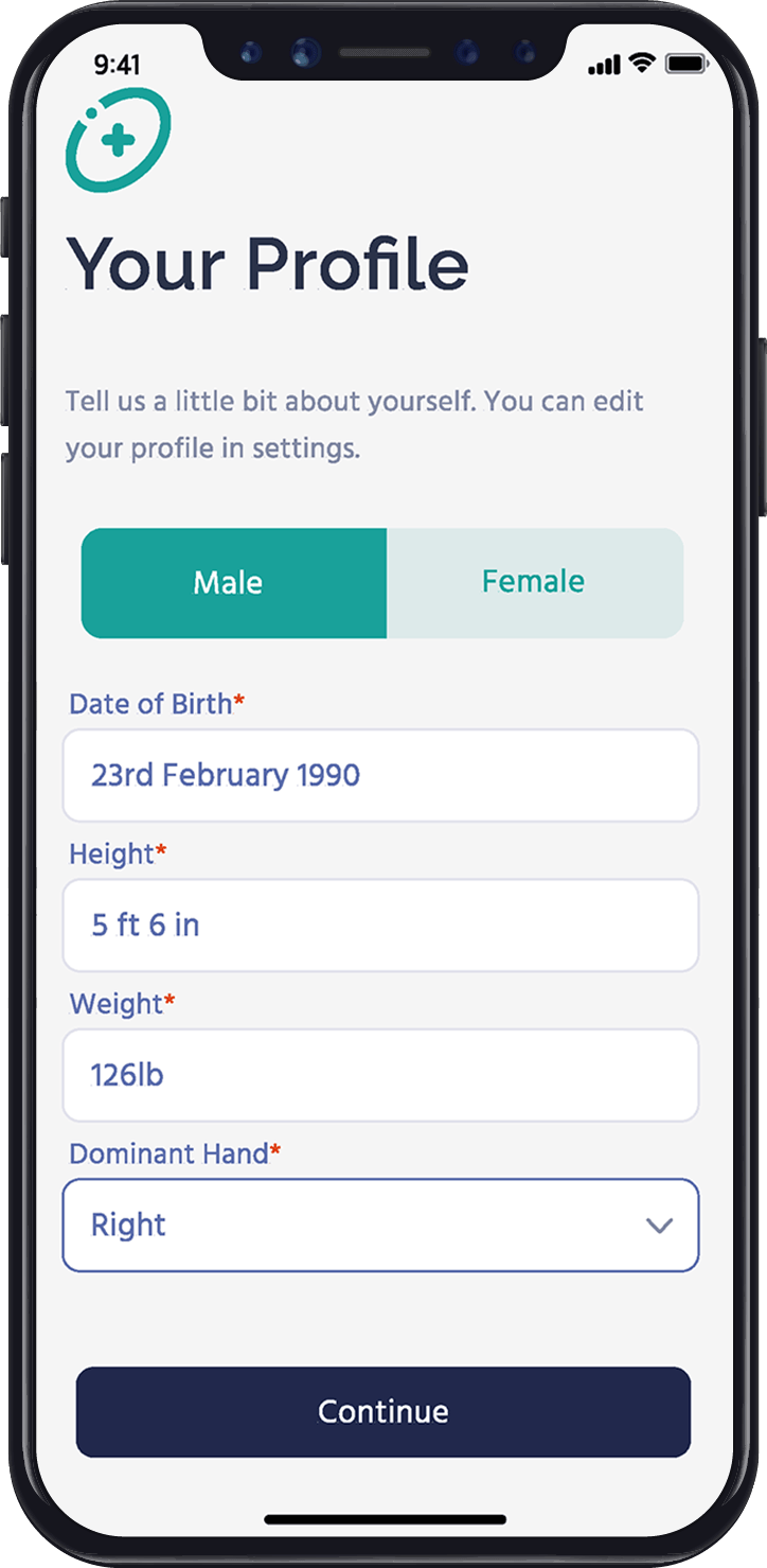 Multiple Sclerosis Treatment Support App - Profile Setup