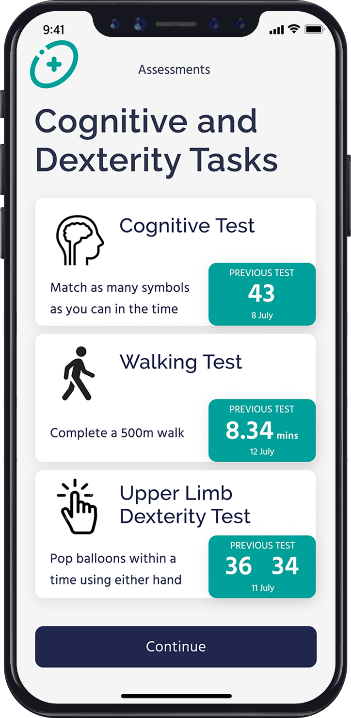 Multiple Sclerosis Treatment Support App - Cognitive Dexterity Tasks